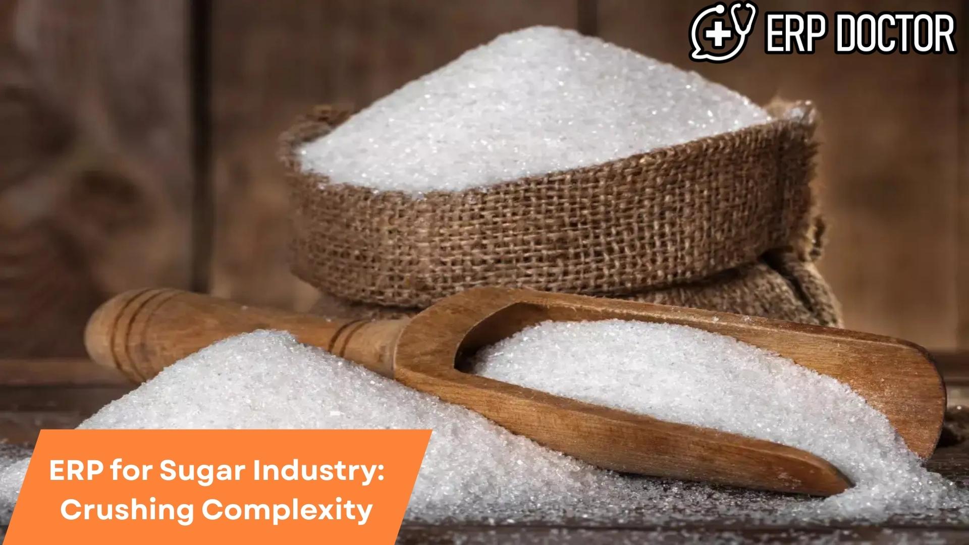 ERP software dashboard optimizing sugar industry production and supply chain processes.