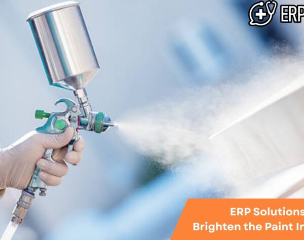 ERP dashboard optimizing production and inventory in the paint industry with data insights and color management tools.