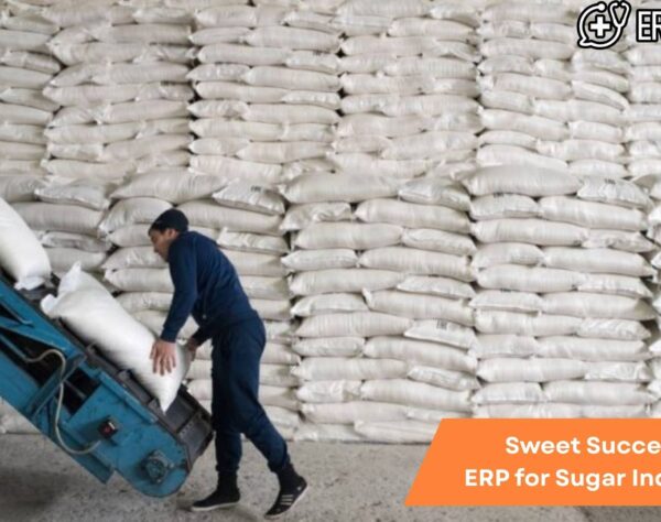 ERP software dashboard displayed in a sugar mill environment showcasing streamlined production and inventory management in the Sugar Industry.