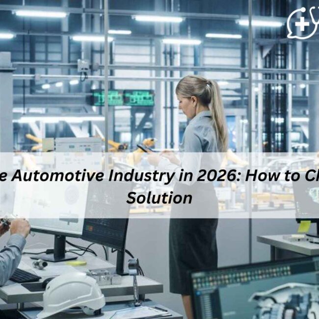 Illustration of modern ERP for the automotive industry improving production, supply chain, and quality in 2026.