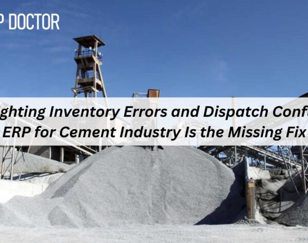 ERP for Cement Industry dashboard showing automated inventory tracking and dispatch management.