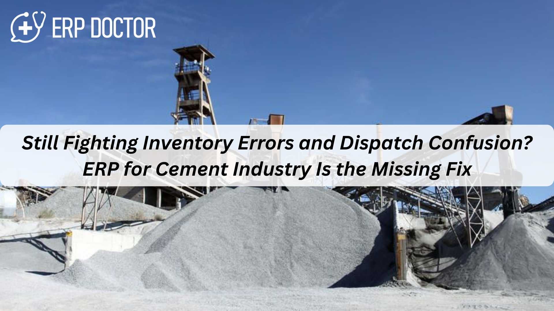 ERP for Cement Industry dashboard showing automated inventory tracking and dispatch management.
