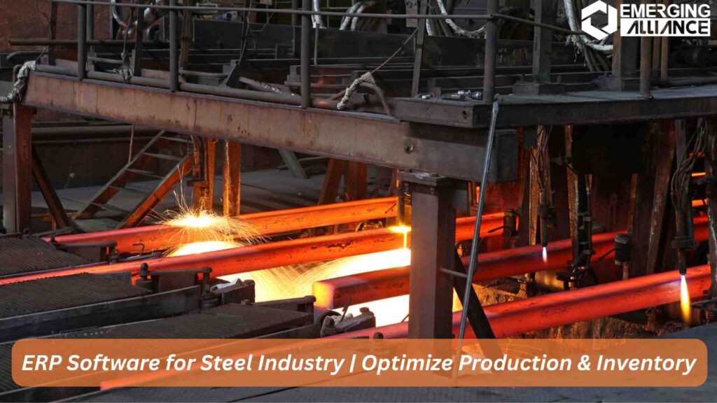 ERP Software for Steel Industry dashboard showing steel production and inventory control in real time