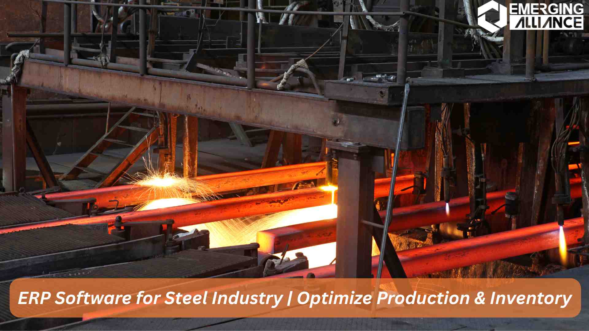 ERP Software for Steel Industry dashboard showing steel production and inventory control in real time