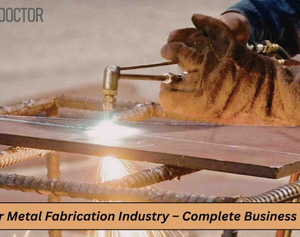 Metal fabrication process with welding, highlighting ERP solutions for manufacturing planning and operations