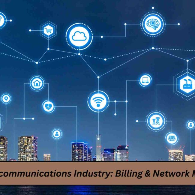 ERP for Telecommunications Industry dashboard showing billing and network management analytics