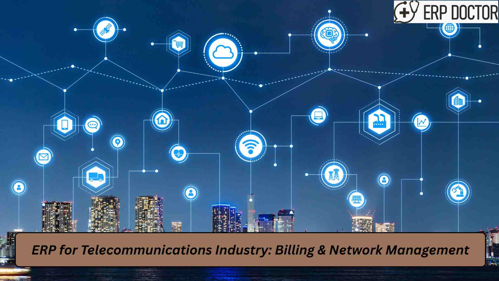 ERP for Telecommunications Industry dashboard showing billing and network management analytics