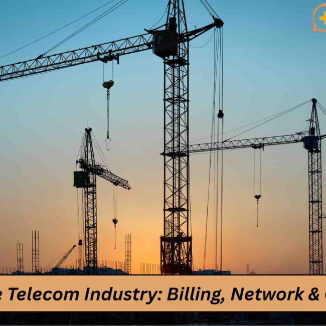 ERP for Telecom Industry dashboard showing billing, network operations, and customer management