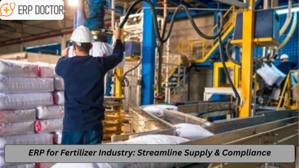 ERP dashboard showing fertilizer inventory management and regulatory compliance