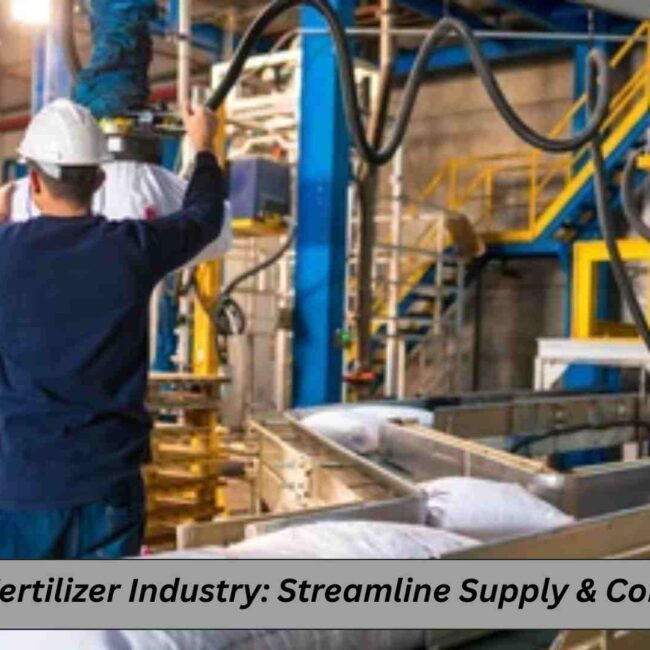 ERP dashboard showing fertilizer inventory management and regulatory compliance