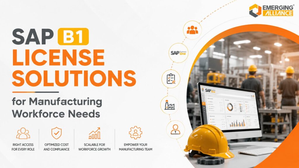 SAP B1 License solutions enabling manufacturing businesses to provide the right ERP access for employees, improve workforce productivity, and optimise software licensing costs.
