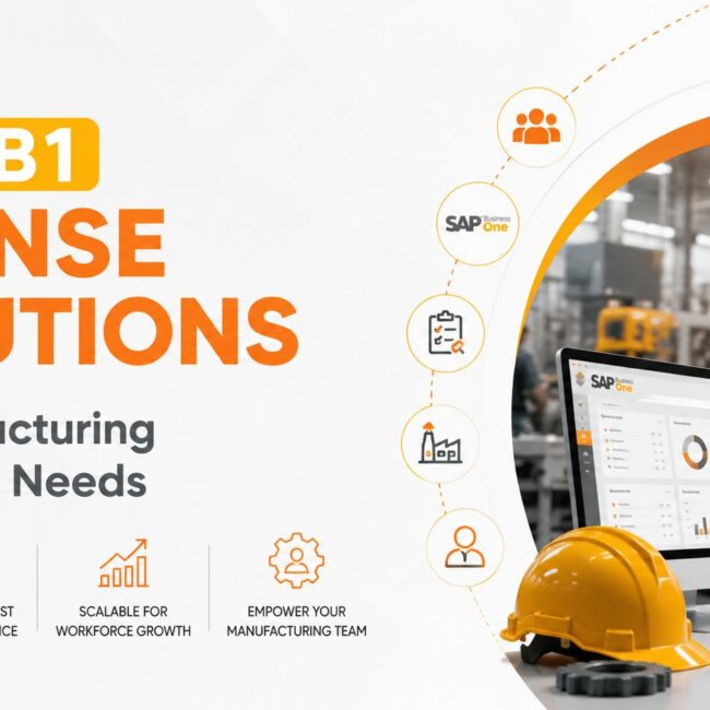 SAP B1 License solutions enabling manufacturing businesses to provide the right ERP access for employees, improve workforce productivity, and optimize software licensing costs.