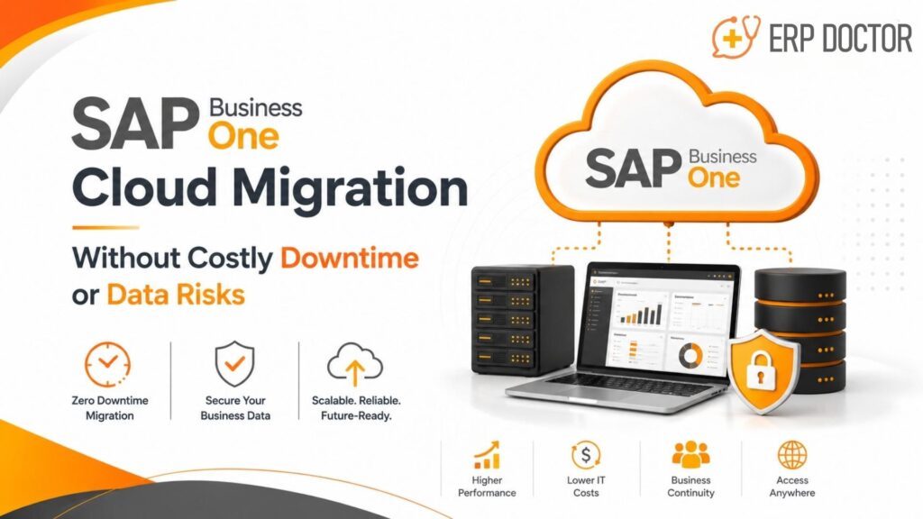 SAP Business One Cloud Migration enabling secure data migration, zero-downtime ERP transition, and business continuity without costly downtime or data risks