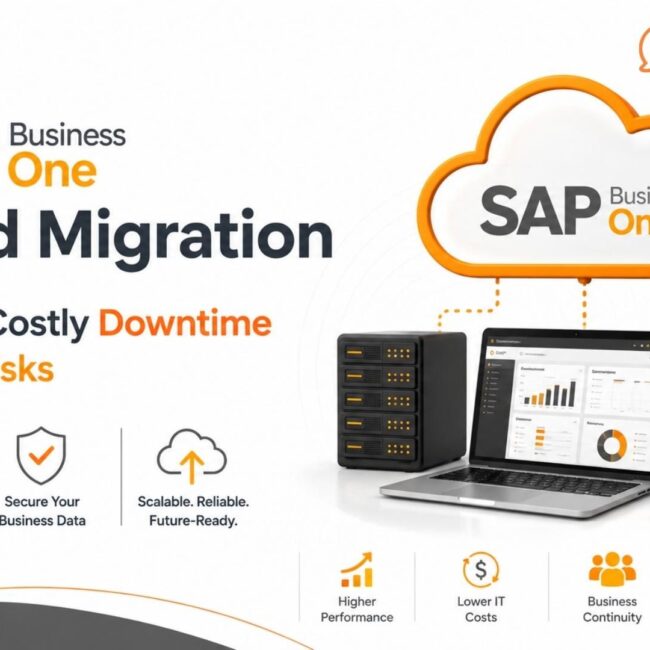 SAP Business One Cloud Migration enabling secure data migration, zero-downtime ERP transition, and business continuity without costly downtime or data risks