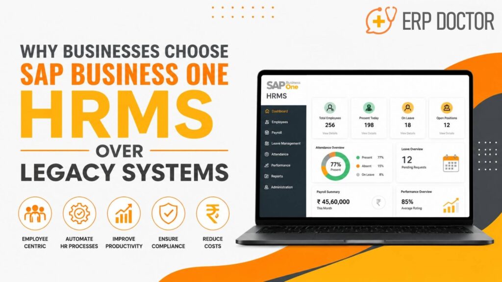 Business professionals using SAP Business One HRMS dashboard to streamline HR processes and replace legacy HR management systems.


