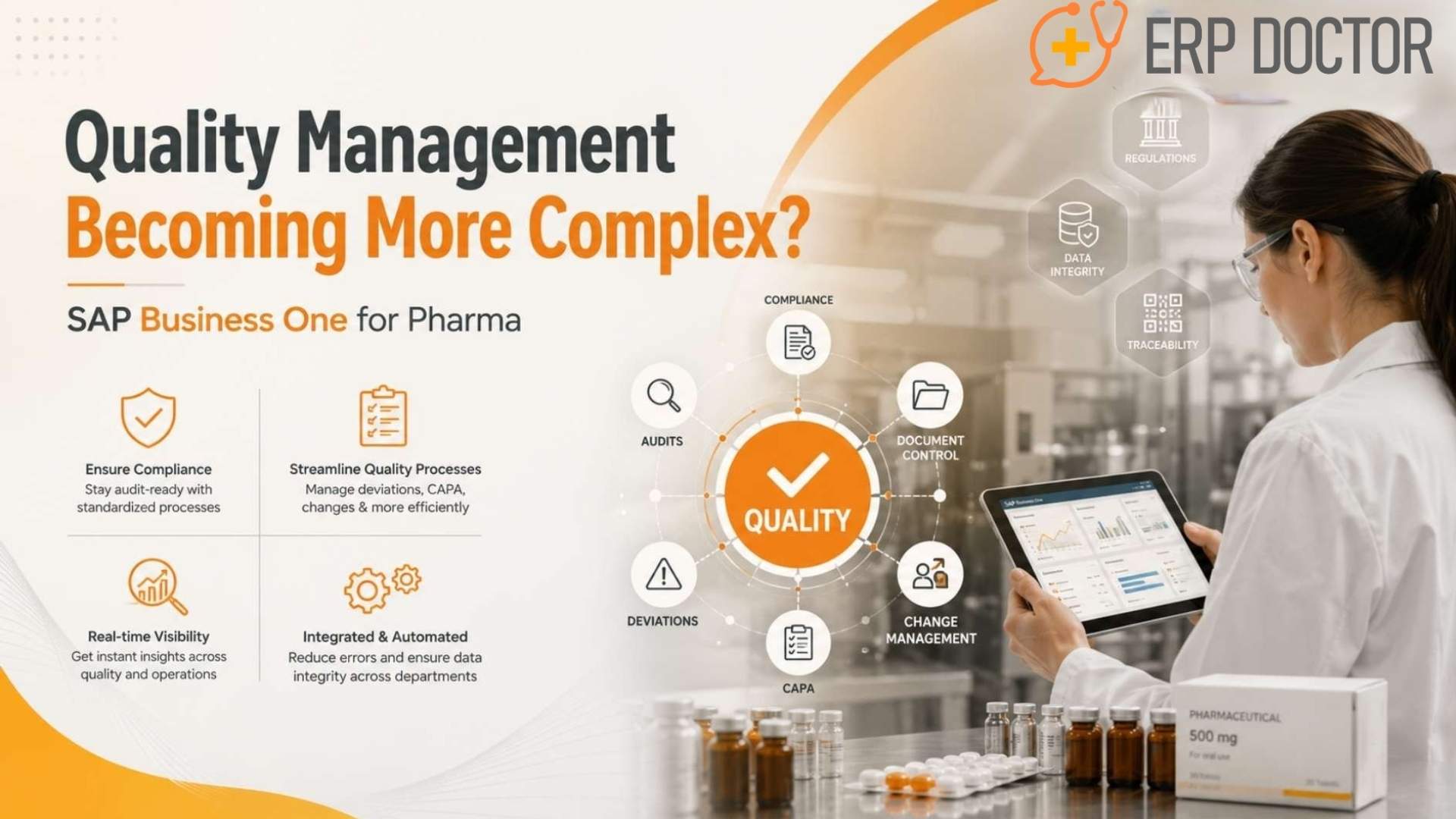SAP Business One for Pharma helping pharmaceutical companies simplify quality management and regulatory compliance