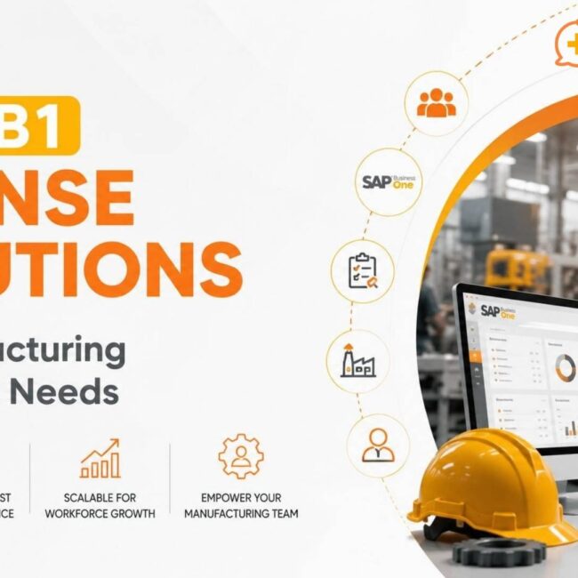 SAP B1 License solutions enabling manufacturing businesses to provide the right ERP access for employees, improve workforce productivity, and optimise software licensing costs.