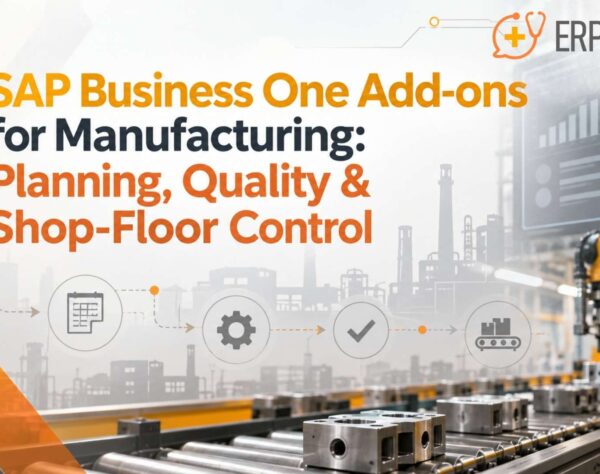 SAP Business One Add-ons for Manufacturing covering production planning, quality management, and shop-floor control